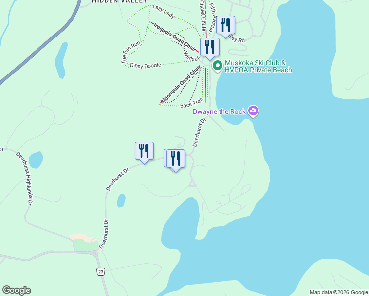 map of restaurants, bars, coffee shops, grocery stores, and more near 303 Pen Lake Point Road in Huntsville