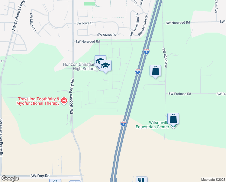 map of restaurants, bars, coffee shops, grocery stores, and more near 8836 Southwest Salinan Street in Tualatin