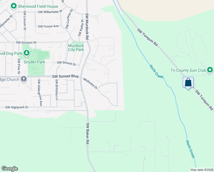 map of restaurants, bars, coffee shops, grocery stores, and more near 23557 Southwest Denali Lane in Sherwood