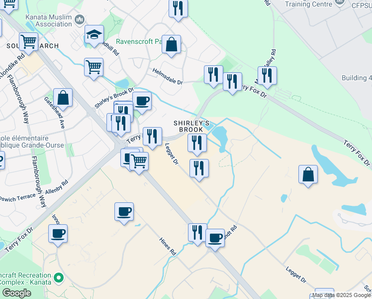 map of restaurants, bars, coffee shops, grocery stores, and more near in Ottawa