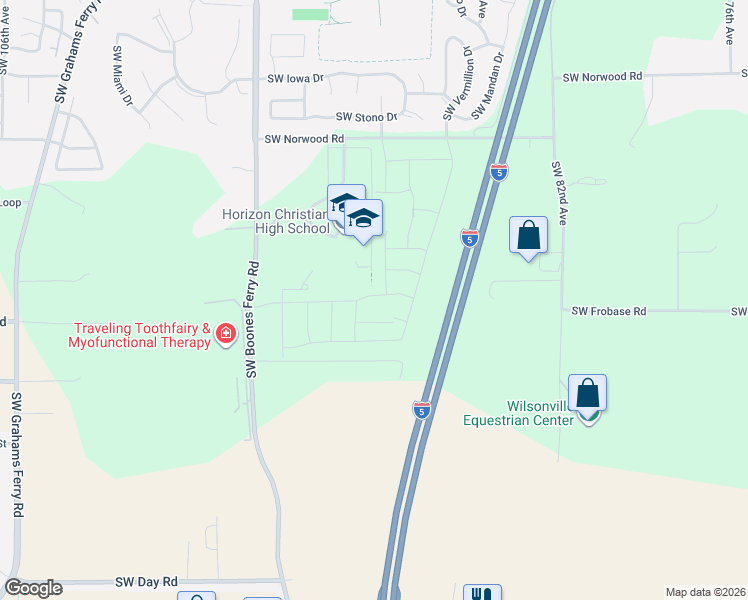 map of restaurants, bars, coffee shops, grocery stores, and more near 23620 Southwest Boones Ferry Road in Tualatin