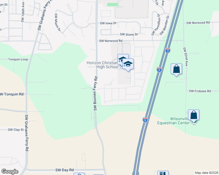 map of restaurants, bars, coffee shops, grocery stores, and more near 9325 Southwest Salinan Street in Tualatin