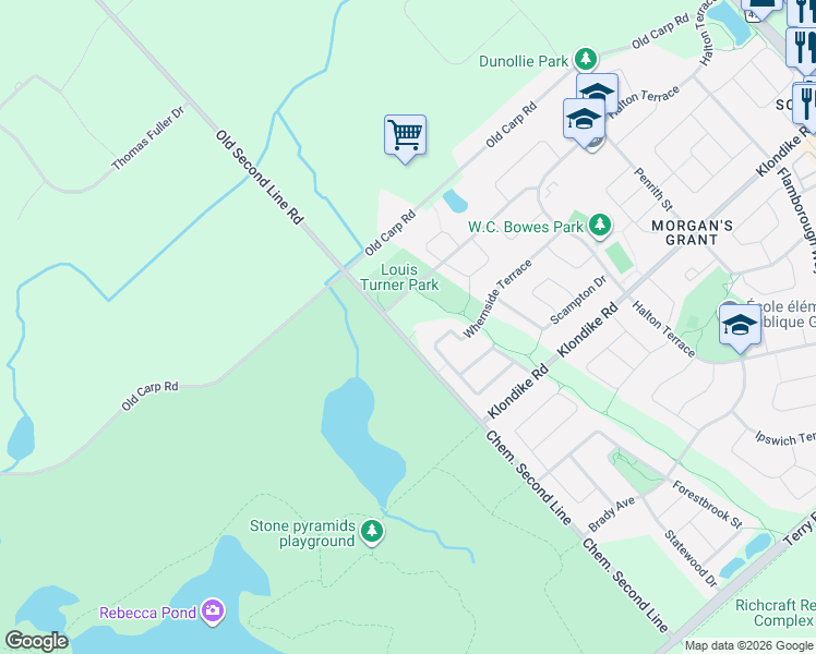 map of restaurants, bars, coffee shops, grocery stores, and more near 719 Antelope Private in Ottawa