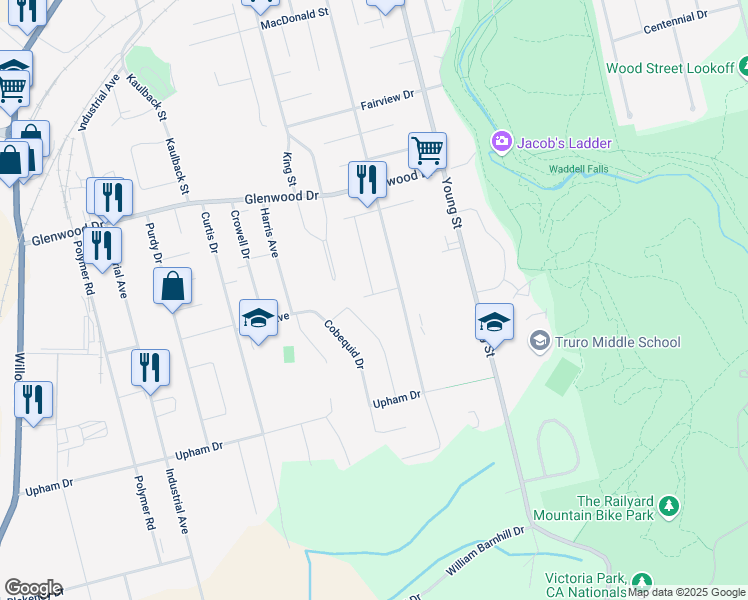 map of restaurants, bars, coffee shops, grocery stores, and more near 10 Ridgewood Drive in Truro