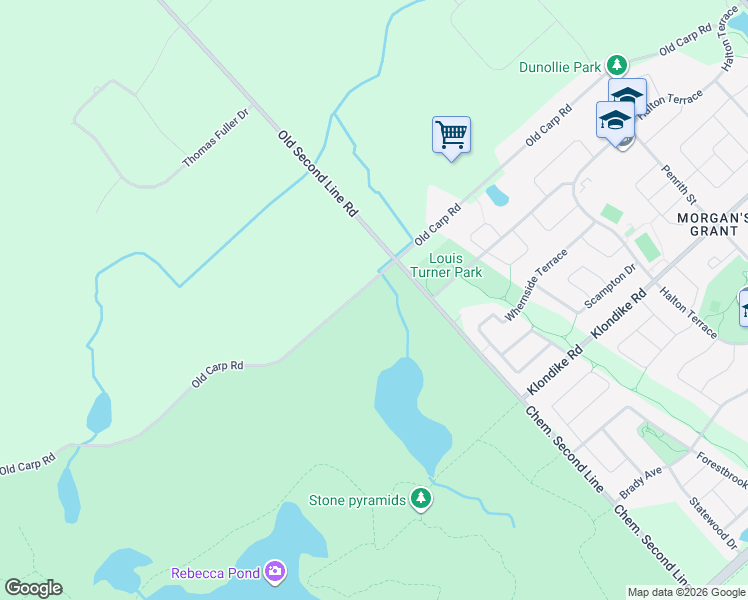 map of restaurants, bars, coffee shops, grocery stores, and more near 1350 Old Carp Road in Ottawa