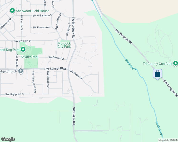 map of restaurants, bars, coffee shops, grocery stores, and more near 23557 Southwest Denali Lane in Sherwood