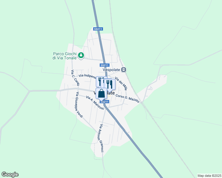 map of restaurants, bars, coffee shops, grocery stores, and more near 5 Via Giuseppe Galvagna in Vespolate