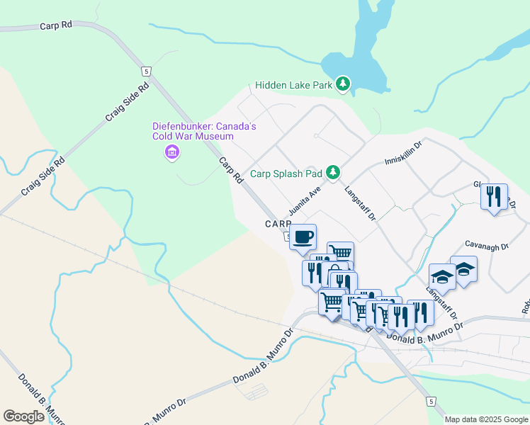 map of restaurants, bars, coffee shops, grocery stores, and more near 3861 Ottawa 5 in Ottawa