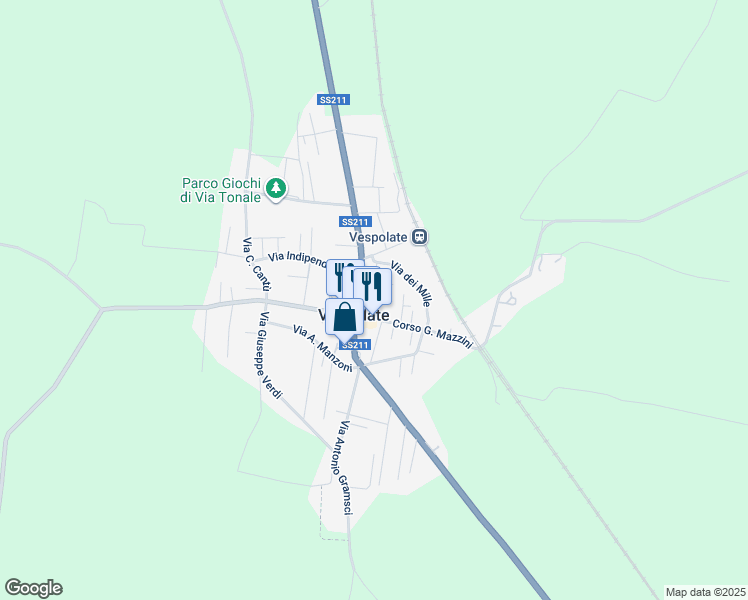map of restaurants, bars, coffee shops, grocery stores, and more near 5 Via Giuseppe Galvagna in Vespolate