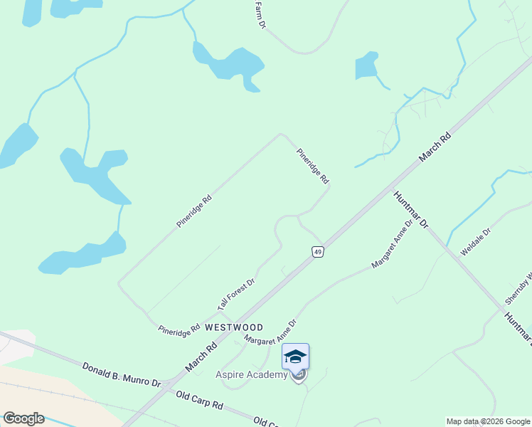 map of restaurants, bars, coffee shops, grocery stores, and more near 104 Tall Forest Drive in Ottawa