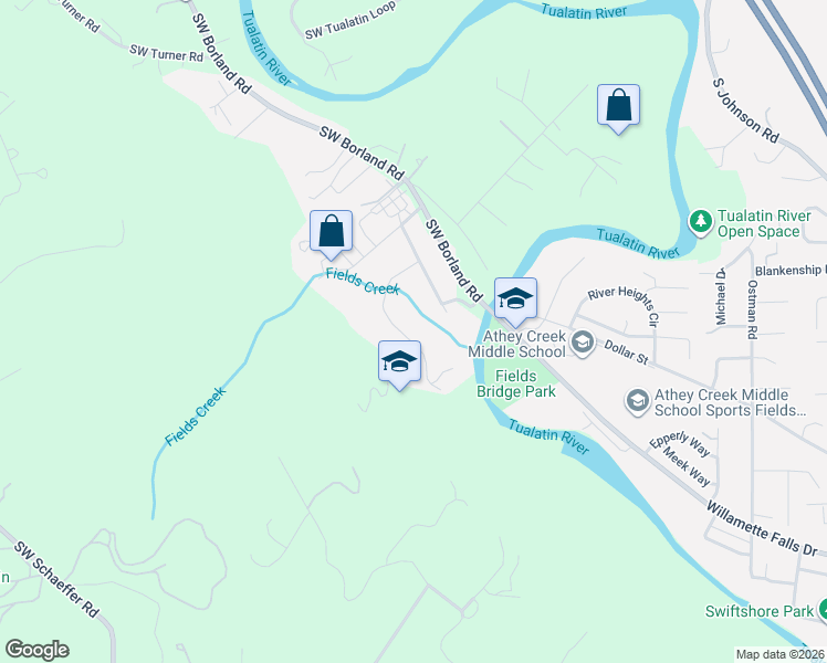 map of restaurants, bars, coffee shops, grocery stores, and more near 23590 Southwest Elderberry Lane in West Linn