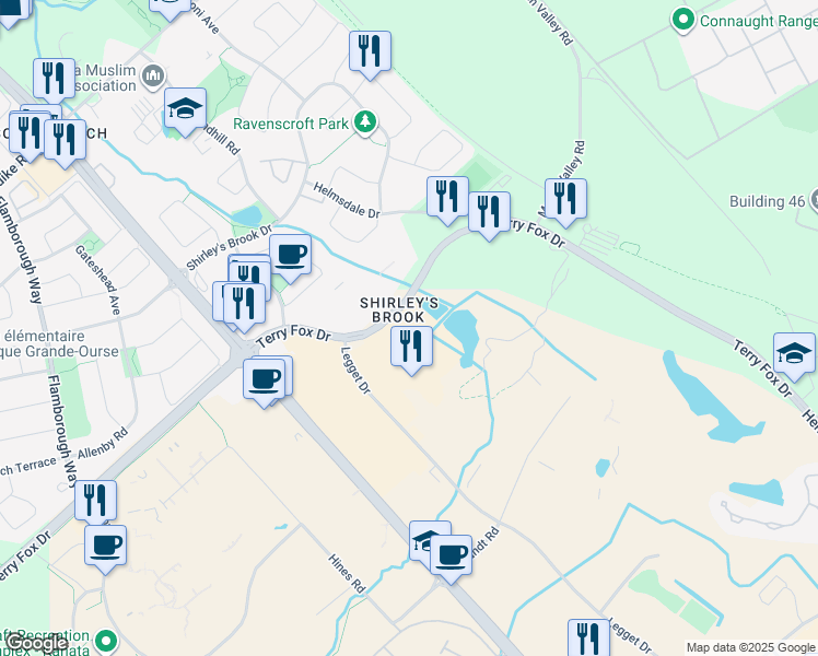 map of restaurants, bars, coffee shops, grocery stores, and more near in Ottawa