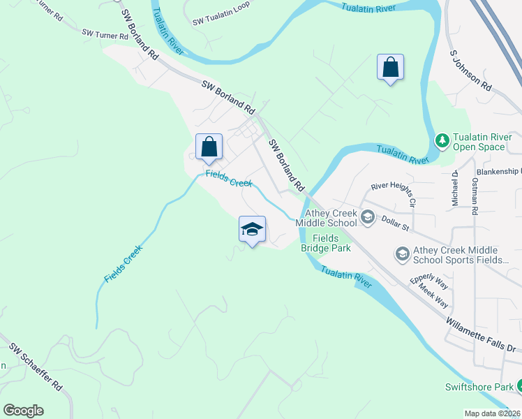 map of restaurants, bars, coffee shops, grocery stores, and more near 23590 Southwest Elderberry Lane in West Linn