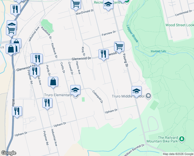 map of restaurants, bars, coffee shops, grocery stores, and more near 72 Mount Pleasant Boulevard in Truro