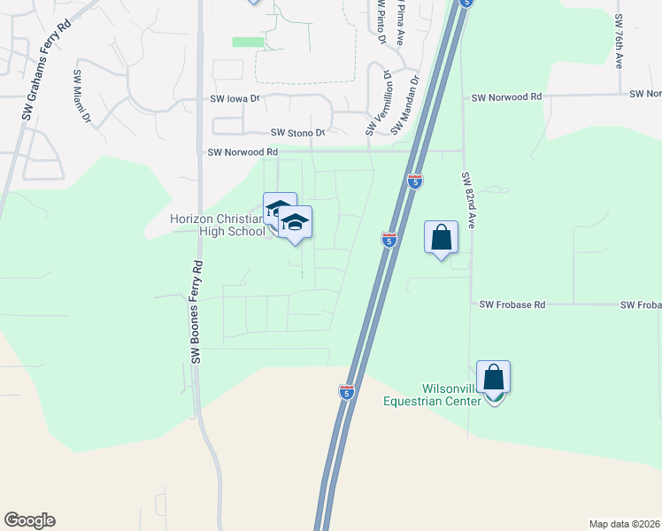 map of restaurants, bars, coffee shops, grocery stores, and more near 8831 Southwest Peoria Lane in Tualatin