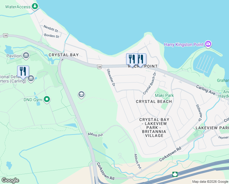 map of restaurants, bars, coffee shops, grocery stores, and more near 28 Ullswater Drive in Ottawa