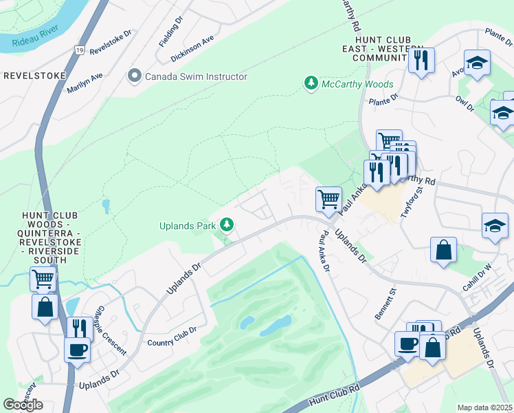 map of restaurants, bars, coffee shops, grocery stores, and more near in Ottawa