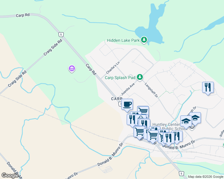 map of restaurants, bars, coffee shops, grocery stores, and more near 3861 Ottawa 5 in Ottawa