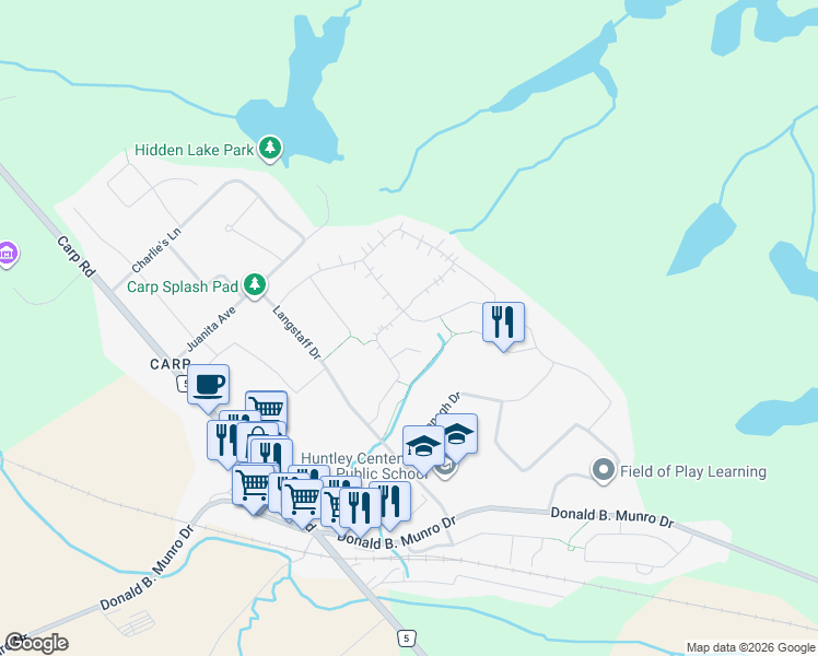 map of restaurants, bars, coffee shops, grocery stores, and more near 179 Glenncastle Drive in Ottawa