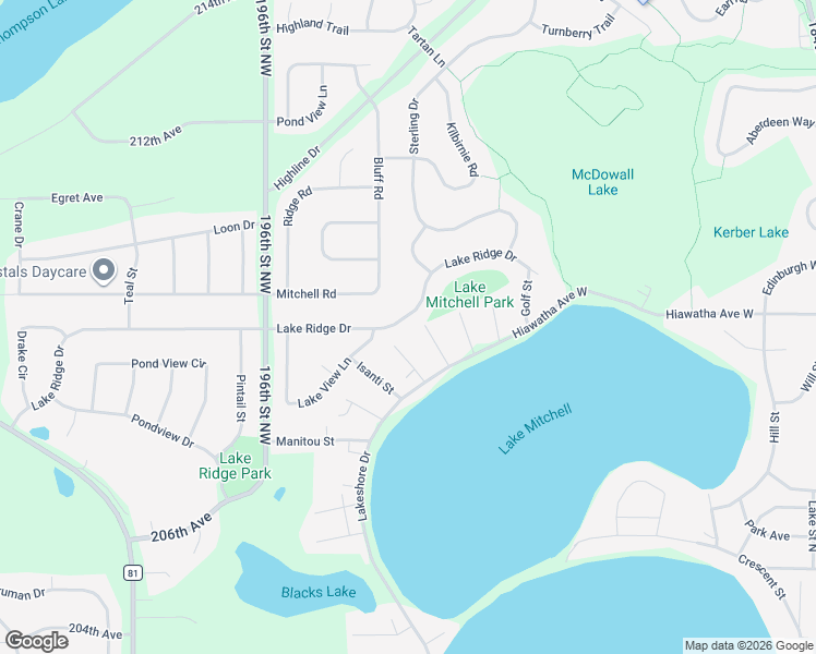 map of restaurants, bars, coffee shops, grocery stores, and more near 1461 Chippewa Street in Big Lake