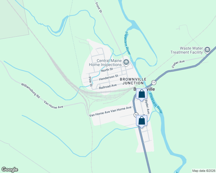map of restaurants, bars, coffee shops, grocery stores, and more near 68 Railroad Avenue in Brownville