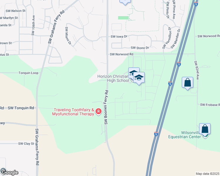 map of restaurants, bars, coffee shops, grocery stores, and more near 23500 Southwest Boones Ferry Road in Tualatin