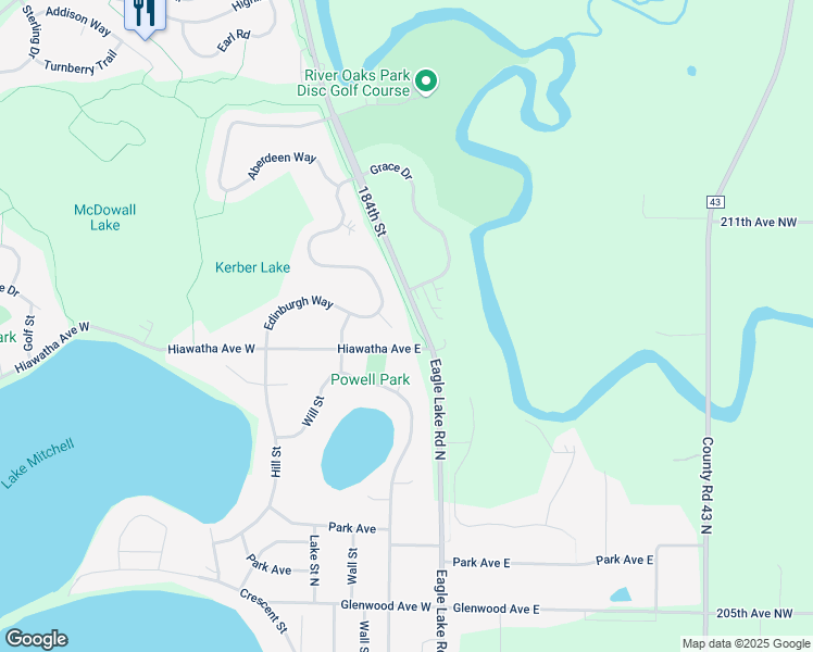 map of restaurants, bars, coffee shops, grocery stores, and more near 5117 Edinburgh Alcove in Big Lake