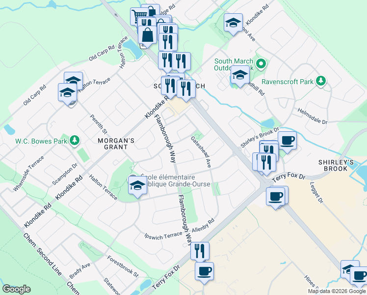 map of restaurants, bars, coffee shops, grocery stores, and more near in Ottawa