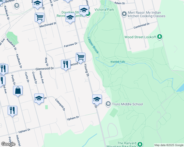 map of restaurants, bars, coffee shops, grocery stores, and more near 18 Coburg Crescent in Truro
