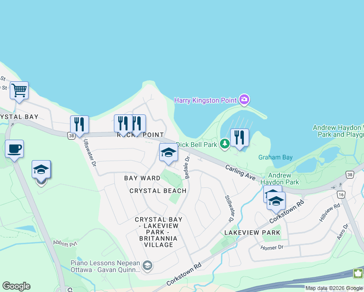 map of restaurants, bars, coffee shops, grocery stores, and more near 3100 Carling Avenue in Ottawa