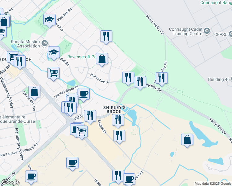 map of restaurants, bars, coffee shops, grocery stores, and more near in Ottawa
