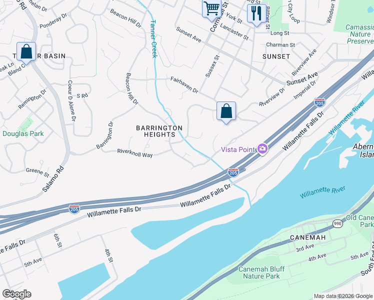 map of restaurants, bars, coffee shops, grocery stores, and more near 3812 Wellington Court in West Linn