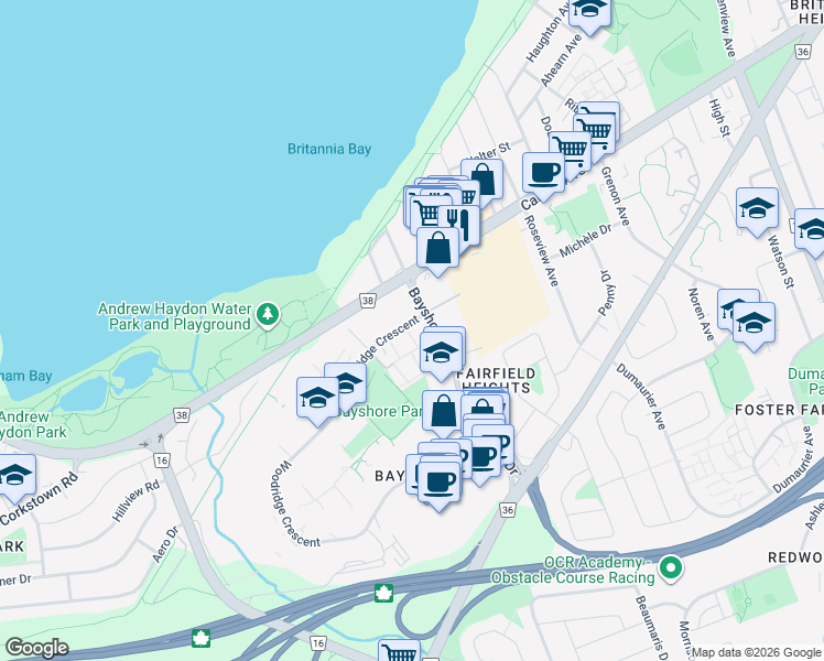 map of restaurants, bars, coffee shops, grocery stores, and more near 197 Woodridge Crescent in Ottawa