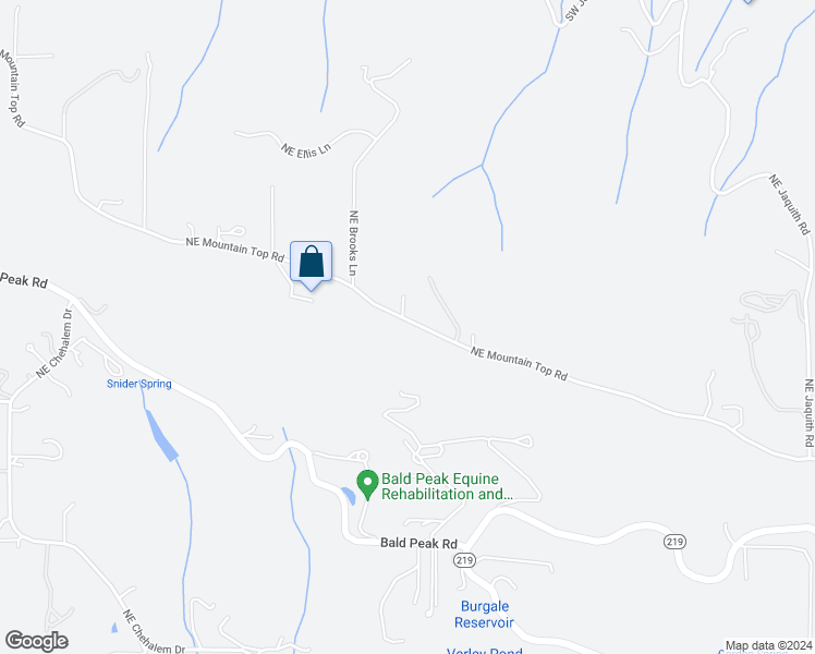 map of restaurants, bars, coffee shops, grocery stores, and more near Northeast Mountain Top Road in Newberg