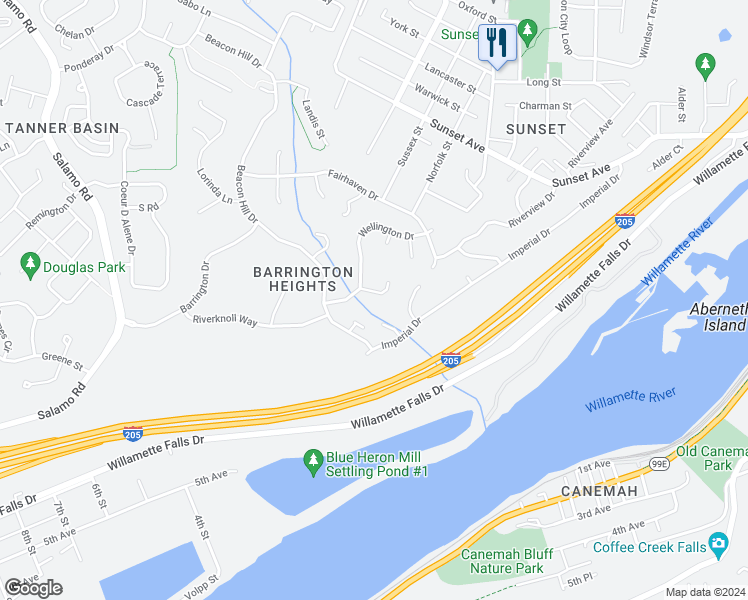 map of restaurants, bars, coffee shops, grocery stores, and more near 3812 Wellington Court in West Linn