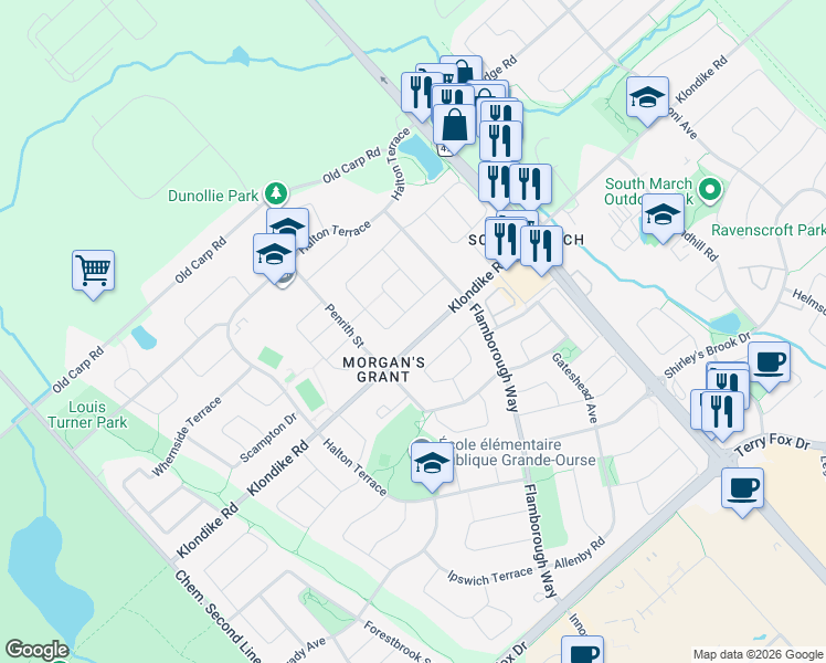 map of restaurants, bars, coffee shops, grocery stores, and more near in Ottawa