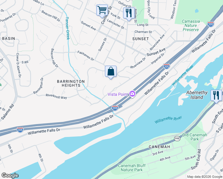 map of restaurants, bars, coffee shops, grocery stores, and more near 4142 Imperial Drive in West Linn