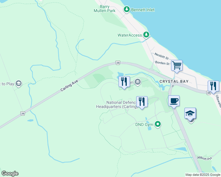 map of restaurants, bars, coffee shops, grocery stores, and more near 3500 Carling Avenue in Ottawa