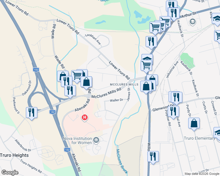 map of restaurants, bars, coffee shops, grocery stores, and more near 39 Salter Avenue in Truro