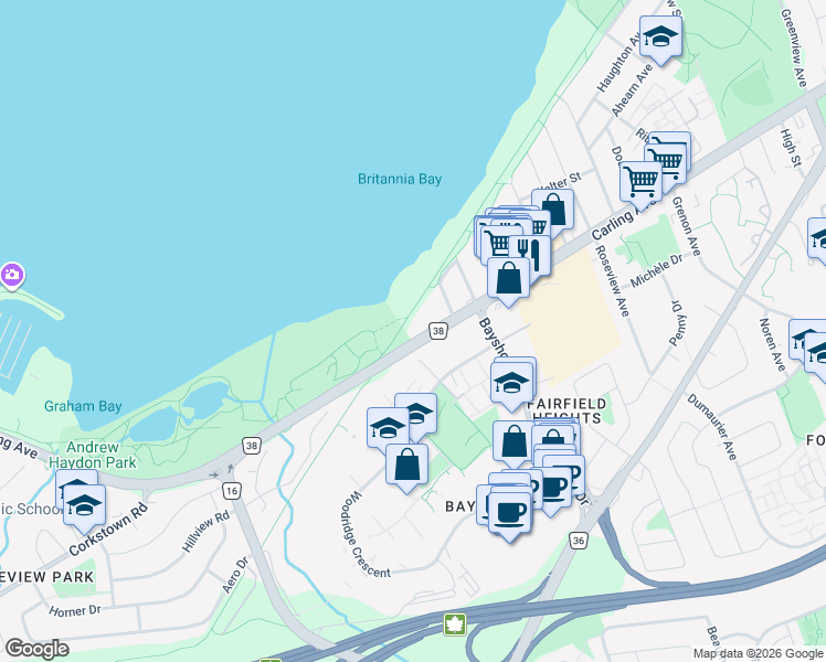 map of restaurants, bars, coffee shops, grocery stores, and more near in Ottawa