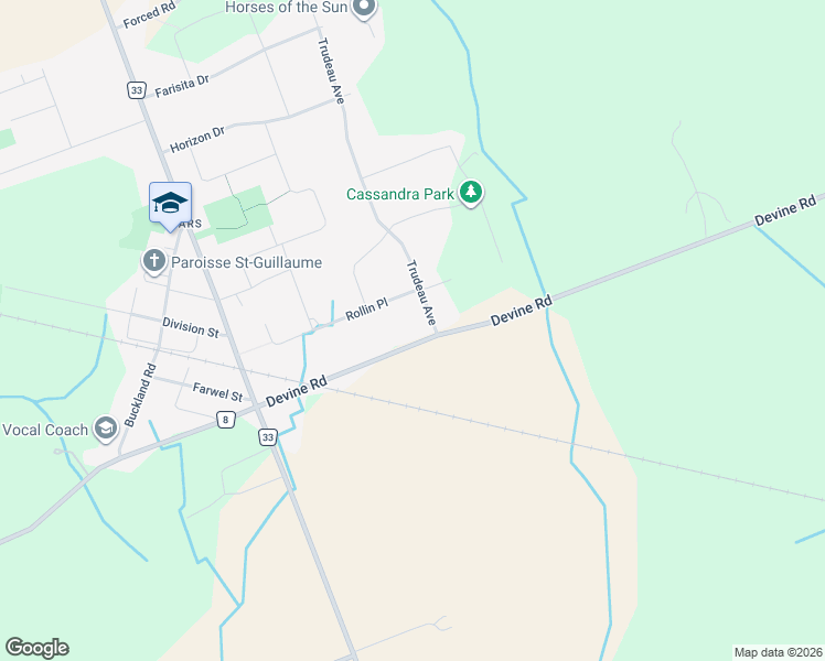 map of restaurants, bars, coffee shops, grocery stores, and more near 2041 Devine Road in Ottawa
