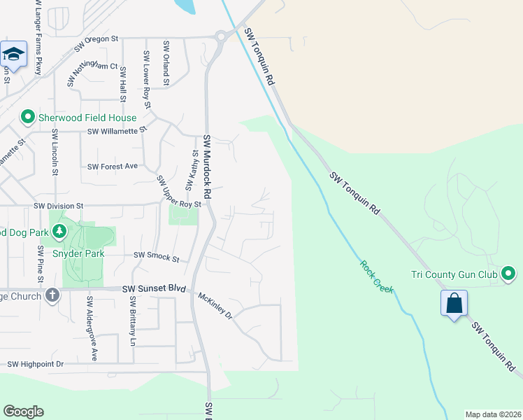 map of restaurants, bars, coffee shops, grocery stores, and more near 23008 Southwest Murdock Road in Sherwood