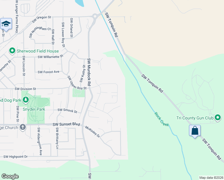 map of restaurants, bars, coffee shops, grocery stores, and more near 23037 Southwest Curry Ridge Drive in Sherwood