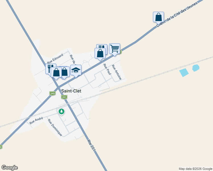 map of restaurants, bars, coffee shops, grocery stores, and more near 10 Rue Aurèle in Saint-Clet