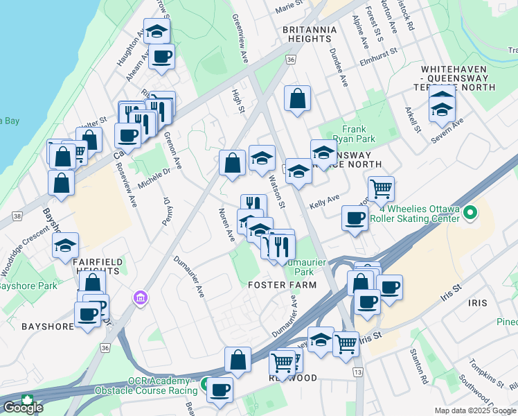 map of restaurants, bars, coffee shops, grocery stores, and more near 940 Saint Stephens Street in Ottawa