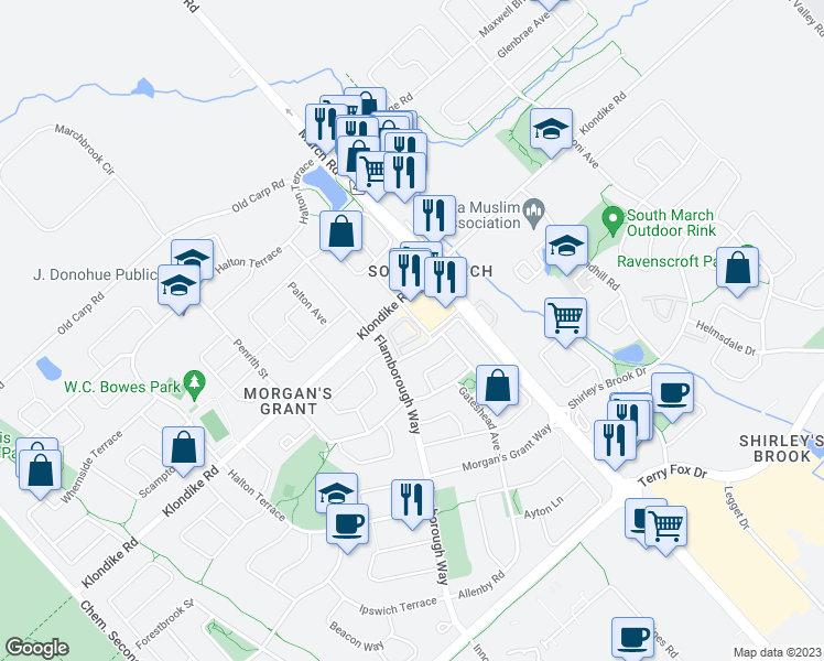 map of restaurants, bars, coffee shops, grocery stores, and more near 64 Argent Private in Ottawa