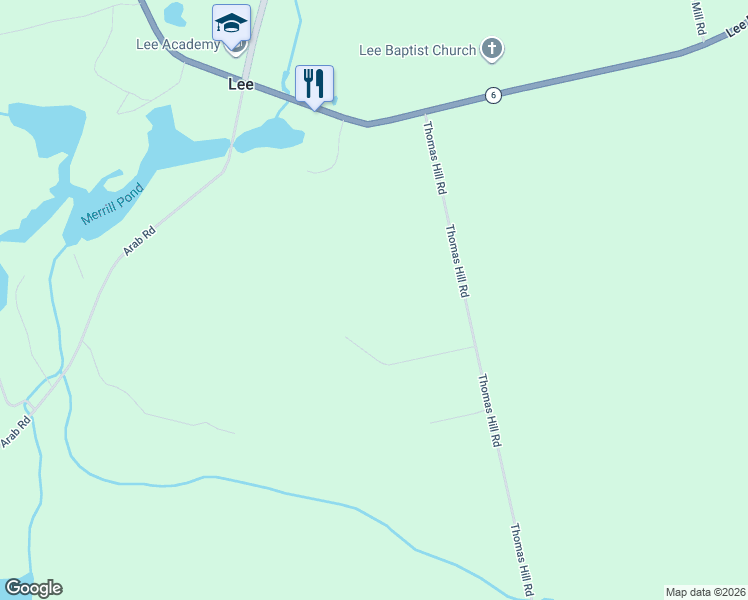 map of restaurants, bars, coffee shops, grocery stores, and more near 744 Winn Road in Lee