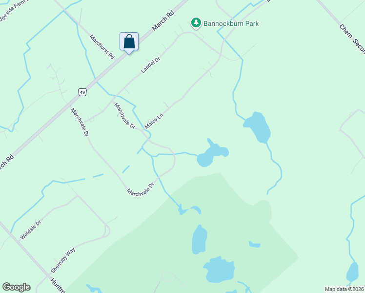 map of restaurants, bars, coffee shops, grocery stores, and more near 42 Marchvale Drive in Ottawa