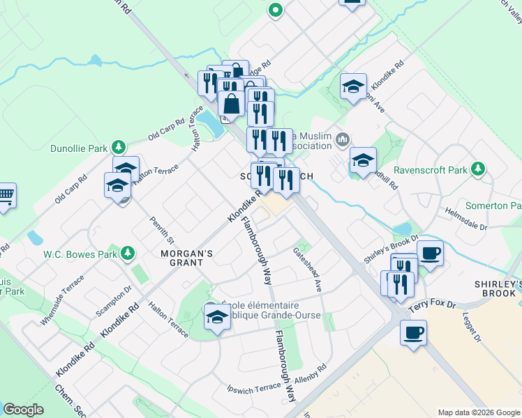 map of restaurants, bars, coffee shops, grocery stores, and more near 42 Argent Private in Ottawa
