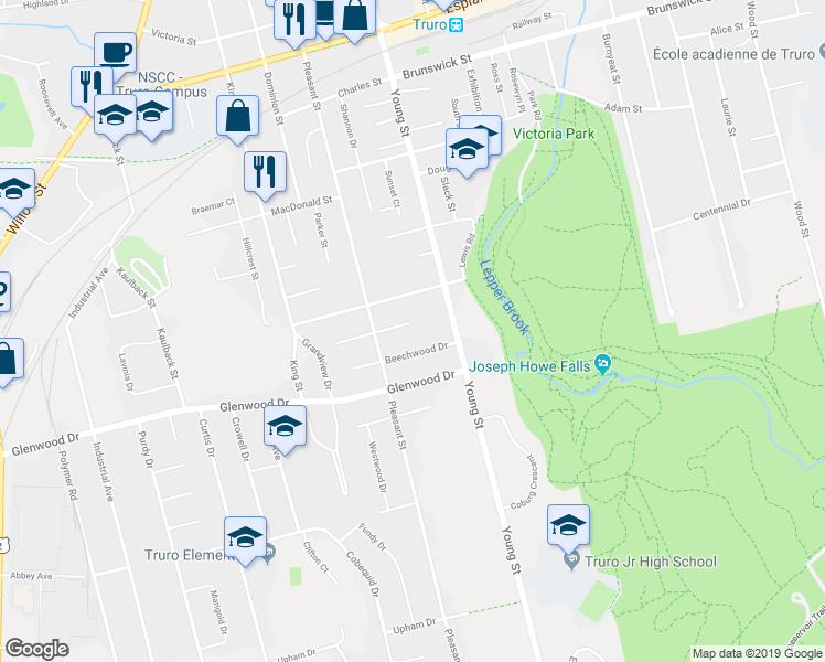 map of restaurants, bars, coffee shops, grocery stores, and more near 76 Lawnwood Drive in Truro